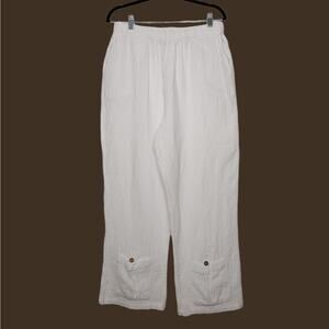 y2k Vintage White Boho Coastal Beachy Petsche Large Slacks Pants Bottoms